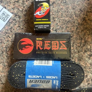 Bones Reds 8mm Bearings 16ct BRACBR816, Bones Speed Cream, 96” Bauer Laces