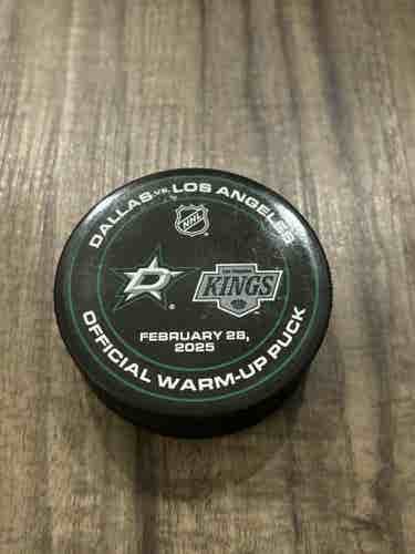 Dallas Stars vs Los Angeles Kings NHL Official Warm Up Hockey Puck