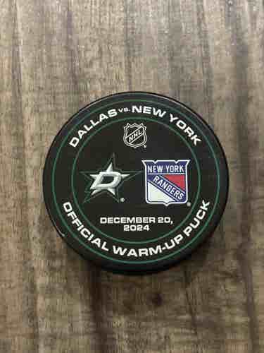 Dallas Stars vs New York Rangers NHL Official Warm Up Hockey Puck