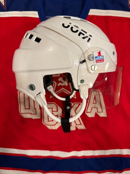 Large Jofa 366 Helmet  (Used) With Jofa Visor-ette And Teemu Selanne Style Ear Straps