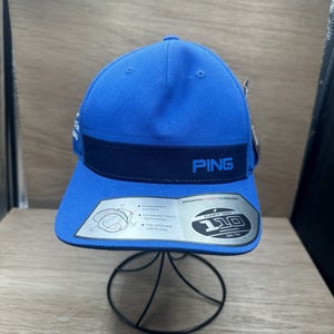 Ping Golf Hat Mens Blue "110 Flex Fit" Karsten Manufacturing Strapback Cap