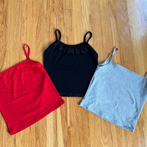 3 pack camisole Red Black Grey cropped Tank Top  women's XS Spaghetti straps