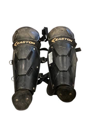 Used Easton BLACK SHIN GUARD Catchers Leg Guards Black Youth 11884-S000049464