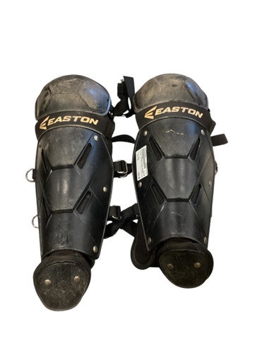 Used Easton BLACK SHIN GUARD Catchers Leg Guards Black Youth 11884-S000049464