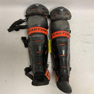 Used Easton ELITE X Catchers Leg Guards Black And Orange Youth 11855-S000188482
