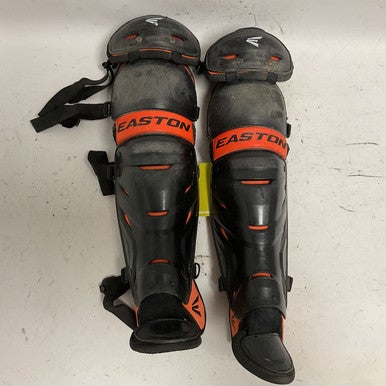 Used Easton ELITE X Catchers Leg Guards Black And Orange Youth 11855-S000188482