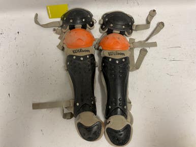Used Mizuno SAMURAI YTH Catchers Leg Guards Black And Grey Youth 11855-S000188624