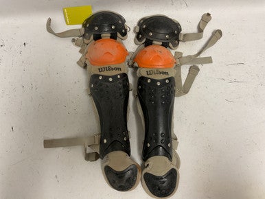 Used Mizuno SAMURAI YTH Catchers Leg Guards Black And Grey Youth 11855-S000188624