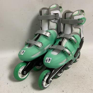 Used RollerDerby V500 TECH 6-9 Senior Rec Fitness Skates Green Adjustable 11855-S000188527