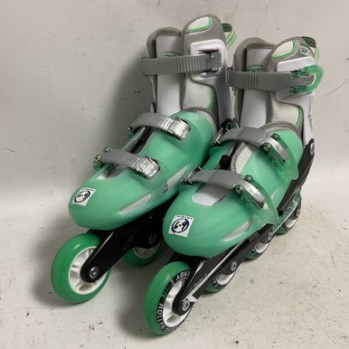 Used RollerDerby V500 TECH 6-9 Senior Rec Fitness Skates Green Adjustable 11855-S000188527
