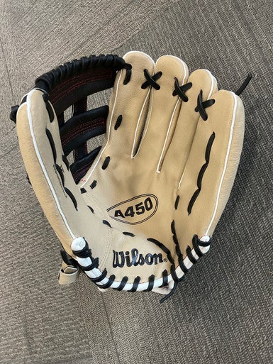 Used Wilson A450 BB/SB Glove RH Throw Brown 12" 11614-S000218089