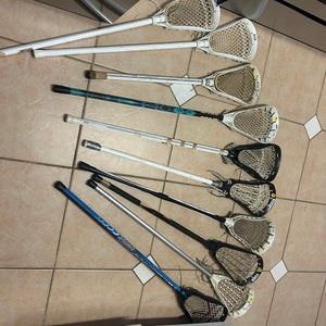 Lot of 10 old school vintage lacrosse sticks !