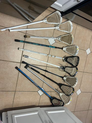 Lot of 10 old school vintage lacrosse sticks !