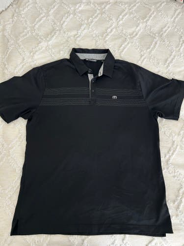 Travis Mathew Mens Short Sleeve Black Polo Shirt Size XL