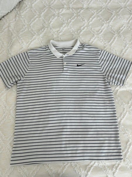 Nike Dri Fit Short Sleeve Golf Polo Shirt Men's Size XL White/black Striped