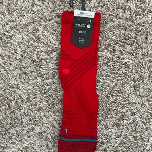New Stance Mens Athletic Performance Cush Crew Cut Socks  Size Small Red
