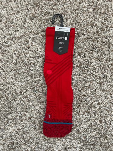 New Stance Mens Athletic Performance Cush Crew Cut Socks  Size Small Red