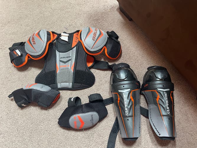 Bauer One.4 Protective Gear Set – Shoulder Pads, Elbow Pads, & Shin Guards (Used)