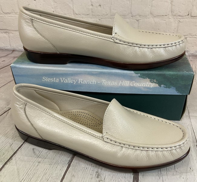 SAS 1550-175 Women's SIMPLIFY Leather Slip On Loafers Pearl Bone US 11 N