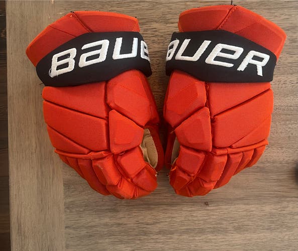 Trevor Zegras Game Used Bauer Vapor X Gloves 14” Anaheim Ducks