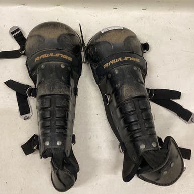 Used Rawlings YTH SHINGUARDS Catchers Leg Guards Black Youth 11725-S000489476