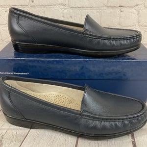 SAS 1550-011 Women's SIMPLIFY Leather Slip On Loafers Navy US 8.5 N