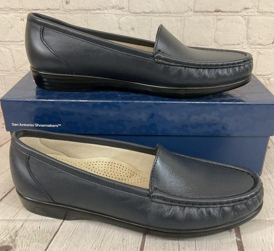 SAS 1550-011 Women's SIMPLIFY Leather Slip On Loafers Navy US 8.5 N