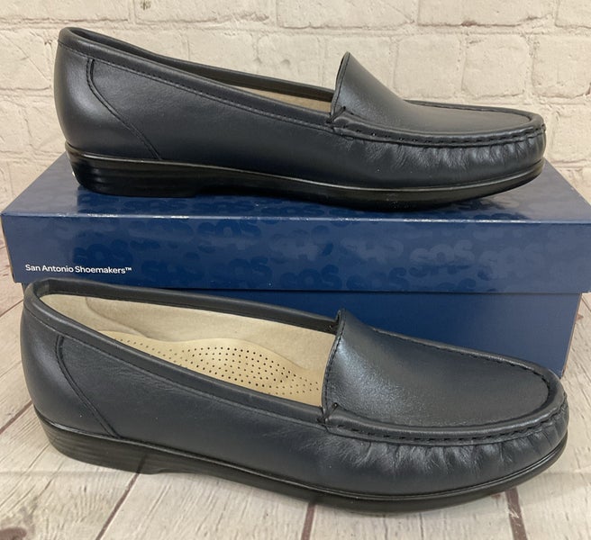 SAS 1550-011 Women's SIMPLIFY Leather Slip On Loafers Navy US 8.5 N