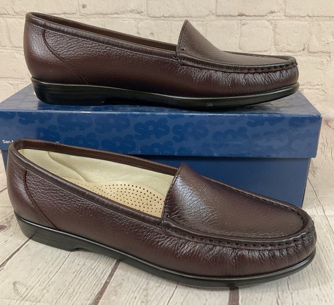 SAS 1550-153 Women's SIMPLIFY Leather Slip On Loafers Antique Wine US 8.5 M