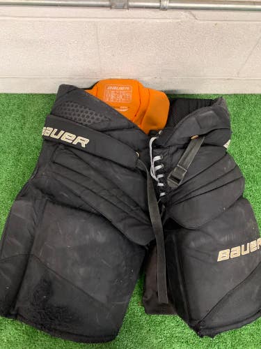 Black Senior Large Bauer Pro Hockey Goalie Pants (Used)