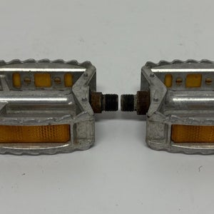 Vintage SR Suntour SP-452 Silver Aluminum Platfom Pedals 9/16" Axle GREAT