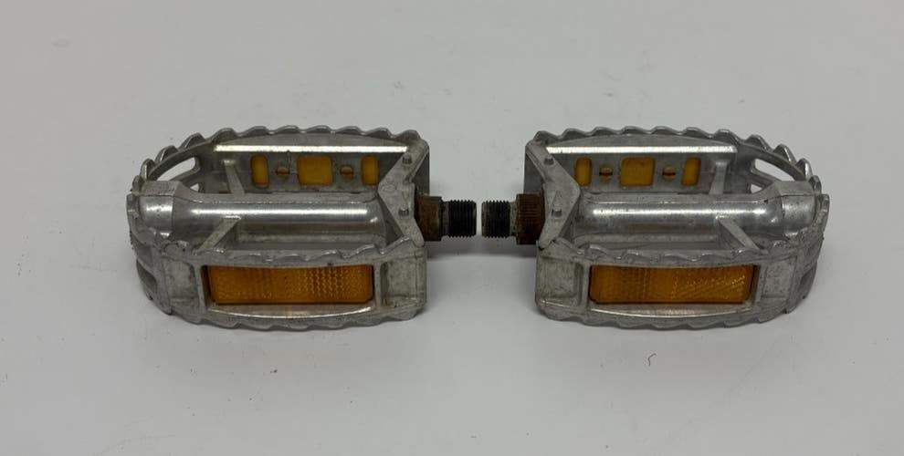 Vintage SR Suntour SP-452 Silver Aluminum Platfom Pedals 9/16" Axle GREAT