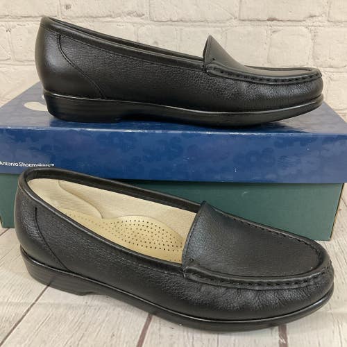 SAS 1550-013 Women's SIMPLIFY Leather Slip On Loafers Black US 5.5 W