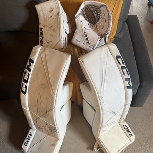 34+2 CCM Axis 2 Pro Goalie Leg Pads + Bauer Mach Blocker+Gloves  (Used)