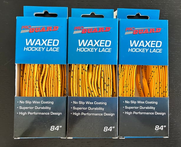 Three Pairs Waxed Yellow Laces, 84” New