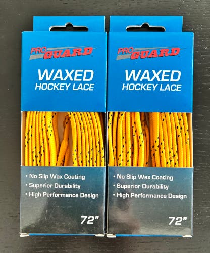 Two Pairs Waxed Yellow Hockey Laces, 72” New