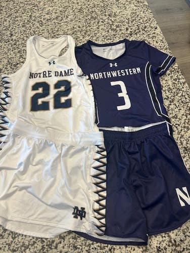 Under Armour Notre Dame & Northwestern lacrosse team uniforms womens NEW lot of 2