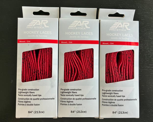 Three Pairs Waxed Red Laces, 84” New