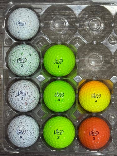 9 Vice Golf Balls (Pro, Pro Plus) - Colored or Drip Design - 5A MINT CONDITION