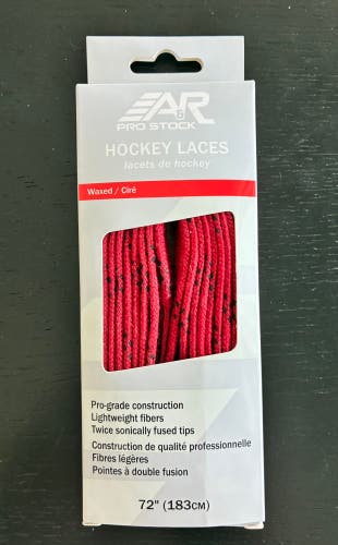 One Pair Waxed Red Hockey Laces, 72” New