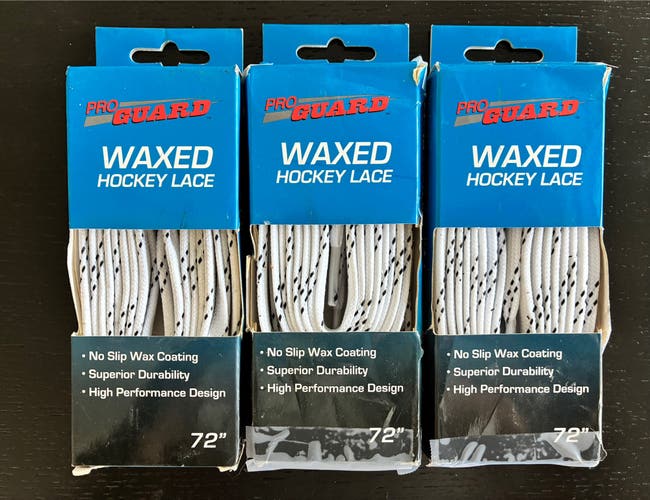 Three Pairs Waxed White Laces, 72” New