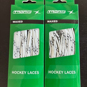 Two Pairs Waxed White Hockey Laces, 84” New