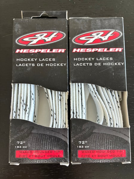 Two Pairs Waxed White Hockey Laces, 72” New