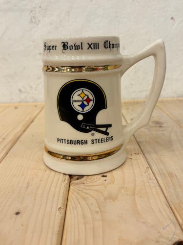 Vintage 1978 Pittsburgh Steelers Super Bowl XIII Champions Ceramic Stein Mug