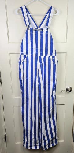 Game Bibs Royal Blue & White Striped Overalls Adult Size: S Tailgate Sports