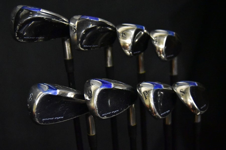 SNAKE EYES IRONS HYBRIDS SET 4-9, P, S IRONS, SENIOR FLEX, SHAFT 39" (5I), RH