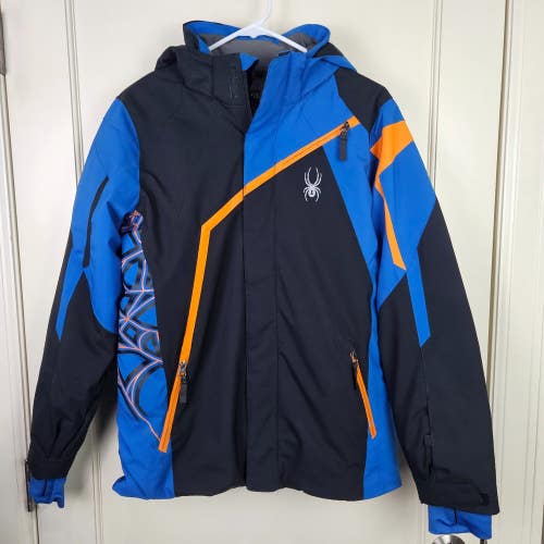 Spyder Challenger Jacket Boys Size: 18 Zip Off Hood Insulated Snowboard Ski Blue