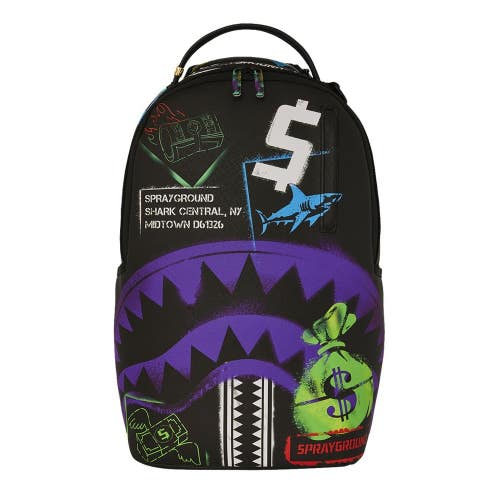 Sprayground Shark Central Stencils Unisex Black 20L Laptop Sleeve Backpack DSB6