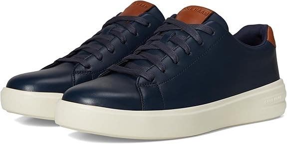 Cole Haan Grand+ Court Sneakers Men's US 8.5 Navy Leather Lifestyle Shoes PQ554