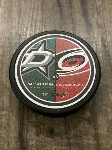 Dallas Stars vs Carolina Hurricanes NHL Match Up Hockey Puck
